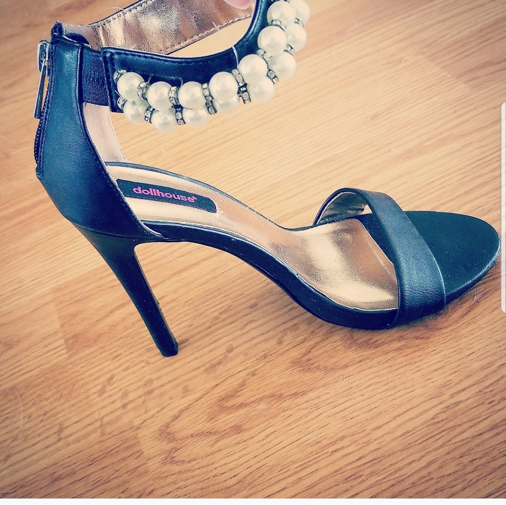 Pearl ankle strap heels